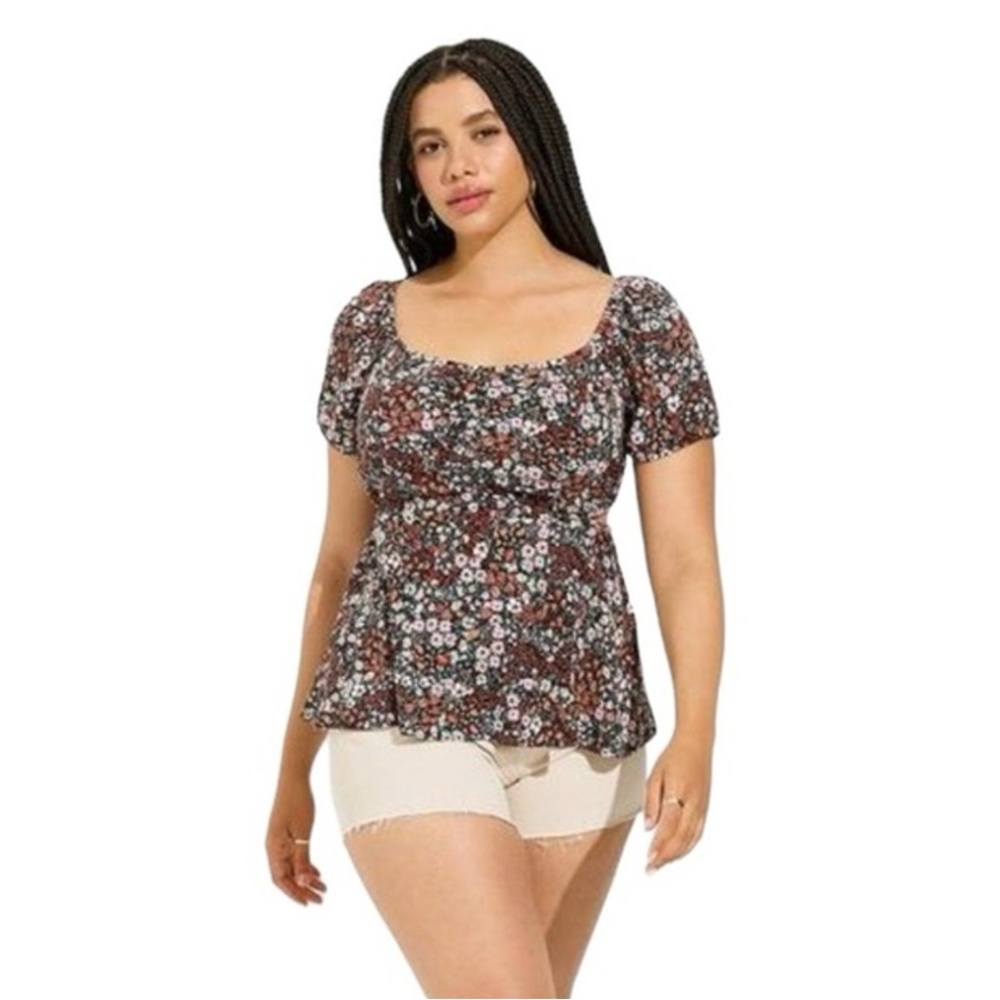 Torrid Babydoll Rayon Slub with Side Cutouts Harvest Ditsy Floral NWT Size 5X
